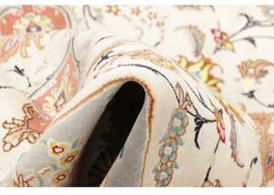 Tappeto Tabriz 50 Raj Medaglione Floreale Avorio Mattone Rotondo 155x155 Cm