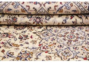 Tappeto Kashan Medaglione Floreale Avorio Blu Scuro 194x300 Cm
