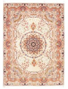 Tappeto Tabriz 50 Raj Medaglione Floreale Crema Rosso Corallo 148x202 Cm