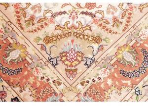 Tappeto Tabriz 50 Raj Medaglione Floreale Crema Rosso Corallo 148x202 Cm