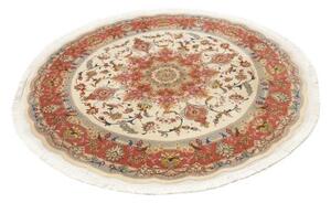 Tappeto Tabriz 50 Raj Medaglione Floreale Avorio Mattone Rotondo 155x155 Cm