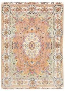 Tappeto Tabriz 70 Raj Medaglione Floreale Rosa Pesca Avorio 150x210 Cm