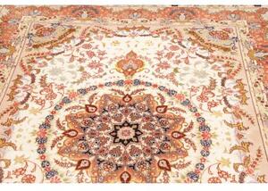 Tappeto Tabriz 50 Raj Medaglione Floreale Crema Rosso Corallo 148x202 Cm