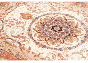 Tappeto Tabriz 50 Raj Medaglione Floreale Crema Rosso Corallo 148x202 Cm