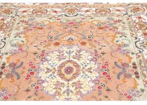 Tappeto Tabriz 70 Raj Medaglione Floreale Rosa Pesca Avorio 150x210 Cm