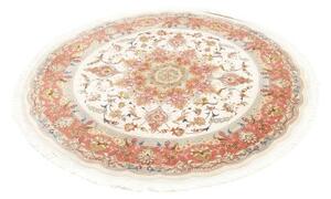 Tappeto Tabriz 50 Raj Medaglione Floreale Avorio Mattone Rotondo 155x155 Cm