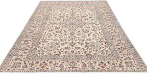Tappeto Kashan Medaglione Floreale Avorio Blu Scuro 194x300 Cm