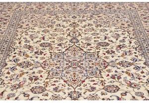 Tappeto Kashan Medaglione Floreale Avorio Blu Scuro 194x300 Cm