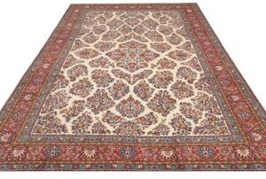Tappeto Sarough Stilizzato Avorio Rosso Mattone 243x350 Cm