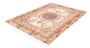 Tappeto Tabriz 50 Raj Medaglione Floreale Crema Rosso Corallo 148x202 Cm