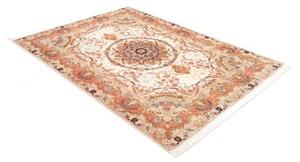 Tappeto Tabriz 50 Raj Medaglione Floreale Crema Rosso Corallo 148x202 Cm