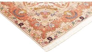Tappeto Tabriz 50 Raj Medaglione Floreale Crema Rosso Corallo 148x202 Cm