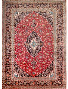 Tappeto Ardakan Medaglione Floreale Rosso Blu Scuro 293x405 Cm