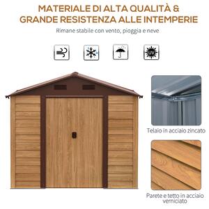 Outsunny Casetta da Giardino Porta Attrezzi con Porte Scorrevoli e Pareti Effetto Legno, 152x235.7x208.7cm