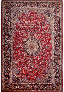 Tappeto Nadjafabad Medaglione Floreale Rosso Blu Scuro 250x373 Cm