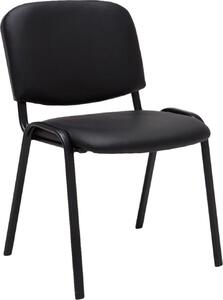 Sedia impilabile in Pelle finta - Sedia per riunioni - Seduta comoda, impilabile | Colore: nero