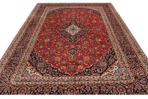 Tappeto Ardakan Medaglione Floreale Rosso Blu Scuro 245x360 Cm