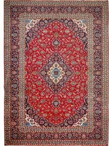 Tappeto Ardakan Medaglione Floreale Rosso Blu Scuro 248x347 Cm