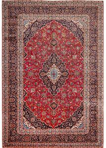 Tappeto Ardakan Medaglione Floreale Rosso Blu Scuro 245x360 Cm