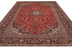 Tappeto Ardakan Medaglione Floreale Rosso Blu Scuro 292x390 Cm
