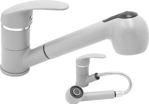 Granitan | HAND - Miscelatore da cucina - Bocca estraibile - 2 tipi di getto - Grigio - Ottone - Carica in Vetroceramica