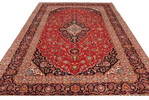 Tappeto Ardakan Medaglione Floreale Rosso Blu Scuro 250x360 Cm