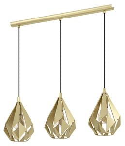 Lampadario A Sospensione Vintage Carlton Acciaio Oro 3 Luci E27