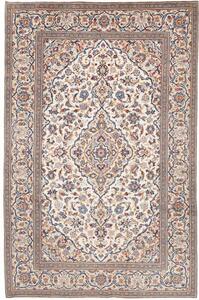Tappeto Kashan Medaglione Floreale Avorio Blu 200x306 Cm