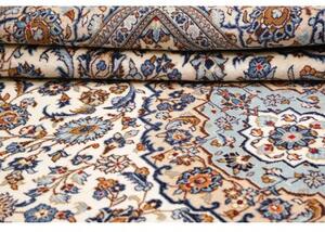 Tappeto Kashan Medaglione Floreale Avorio Blu Cobalto 200x303 Cm