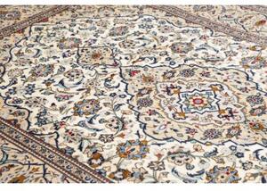 Tappeto Kashan Medaglione Floreale Avorio Blu 195x294 Cm