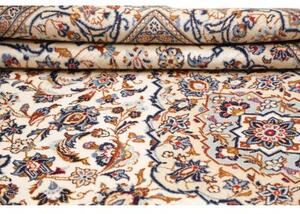 Tappeto Kashan Medaglione Floreale Avorio Blu 200x306 Cm