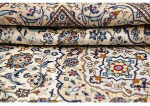 Tappeto Kashan Medaglione Floreale Avorio Blu 195x294 Cm