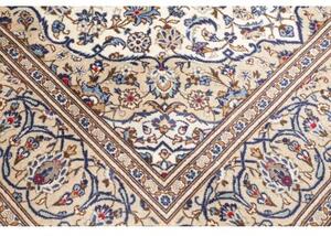 Tappeto Kashan Medaglione Floreale Avorio Blu 197x320 Cm