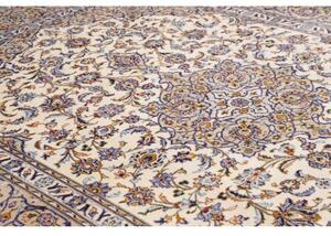 Tappeto Kashan Medaglione Floreale Avorio Blu 257x363 Cm