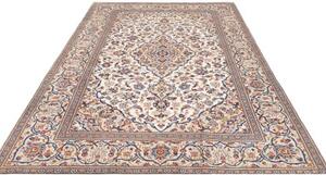 Tappeto Kashan Medaglione Floreale Avorio Blu 200x306 Cm