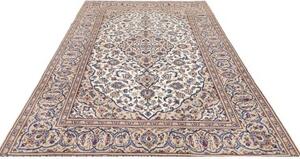 Tappeto Kashan Medaglione Floreale Avorio Blu 197x320 Cm