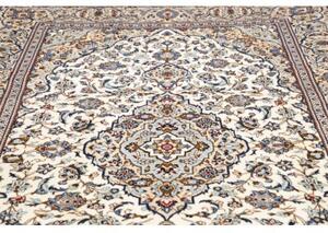 Tappeto Kashan Medaglione Floreale Avorio Blu 200x305 Cm