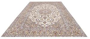 Tappeto Kashan Medaglione Floreale Avorio Blu 257x363 Cm