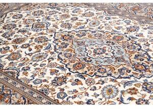 Tappeto Kashan Medaglione Floreale Avorio Blu Cobalto 200x303 Cm