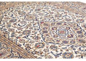 Tappeto Kashan Medaglione Floreale Avorio Blu 197x320 Cm