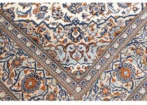Tappeto Kashan Medaglione Floreale Avorio Blu Cobalto 200x303 Cm