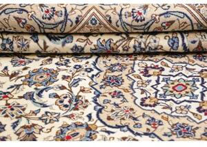 Tappeto Kashan Medaglione Floreale Avorio Blu 197x320 Cm