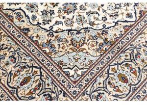 Tappeto Kashan Medaglione Floreale Avorio Blu 200x305 Cm