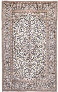 Tappeto Kashan Medaglione Floreale Avorio Blu 197x320 Cm