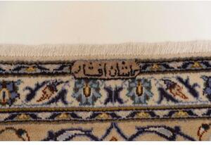 Tappeto Kashan Medaglione Floreale Avorio Blu 257x363 Cm
