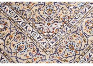 Tappeto Kashan Medaglione Floreale Avorio Blu 257x363 Cm