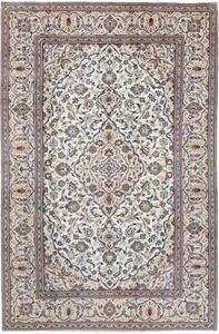 Tappeto Kashan Medaglione Floreale Avorio Blu 195x294 Cm