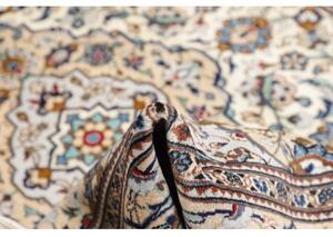 Tappeto Kashan Medaglione Floreale Avorio Blu 195x294 Cm