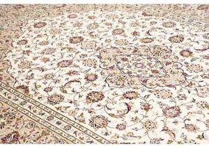 Tappeto Kashan Medaglione Floreale Avorio Bordeaux 200x290 Cm