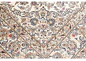 Tappeto Kashan Medaglione Floreale Avorio Blu 193x298 Cm